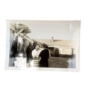 Vtg Grandmother & Mother with Newborn Baby Monochrome Photography Found Snapshot